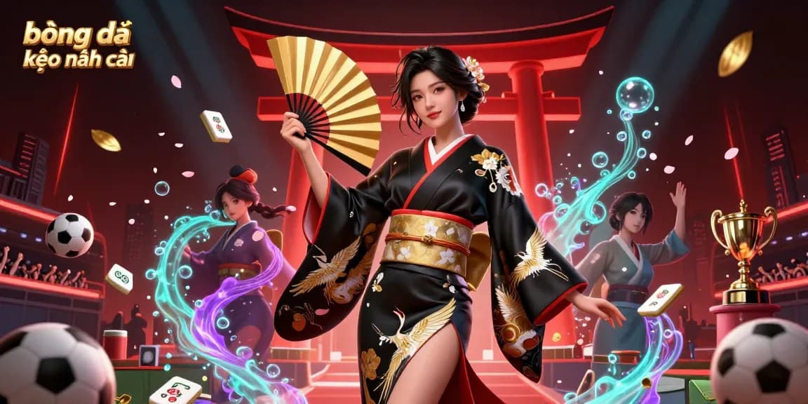 Bet on bóng đá kèo nhà cái with dynamic sports elements in a vibrant 3D illustration.
