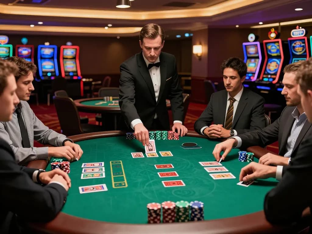 kk55 players placing bets at a dynamic blackjack table in a luxurious casino setting