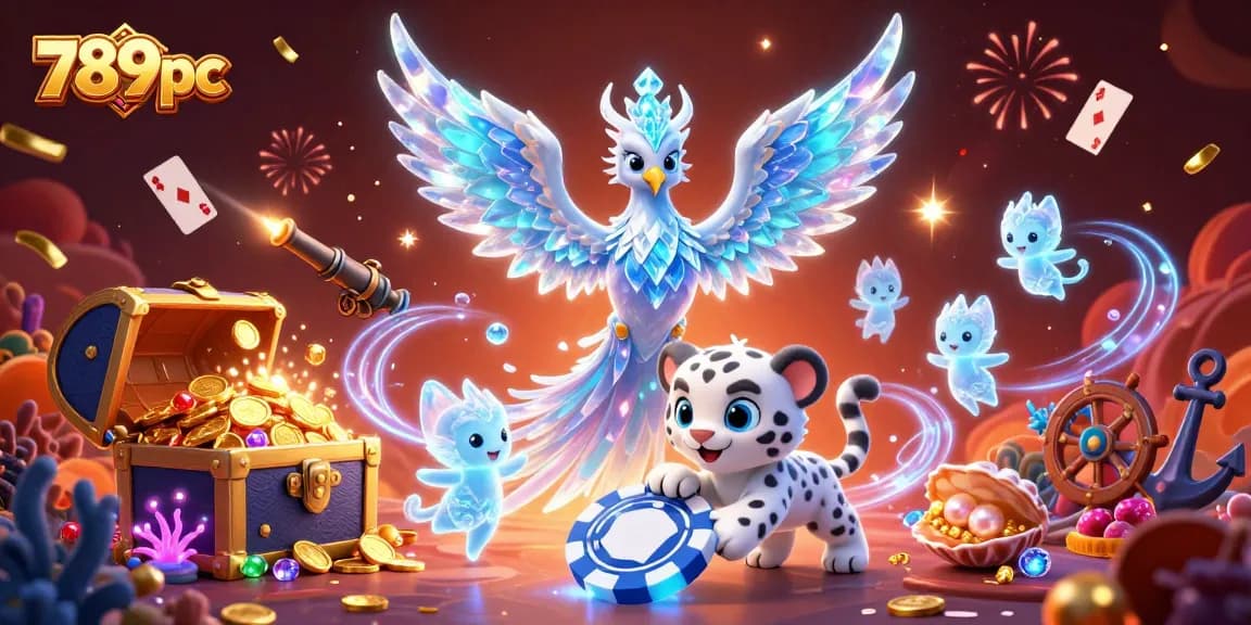 Engage with 789pc's exhilarating gaming experience featuring a vibrant 3D illustration packed with casino elements.