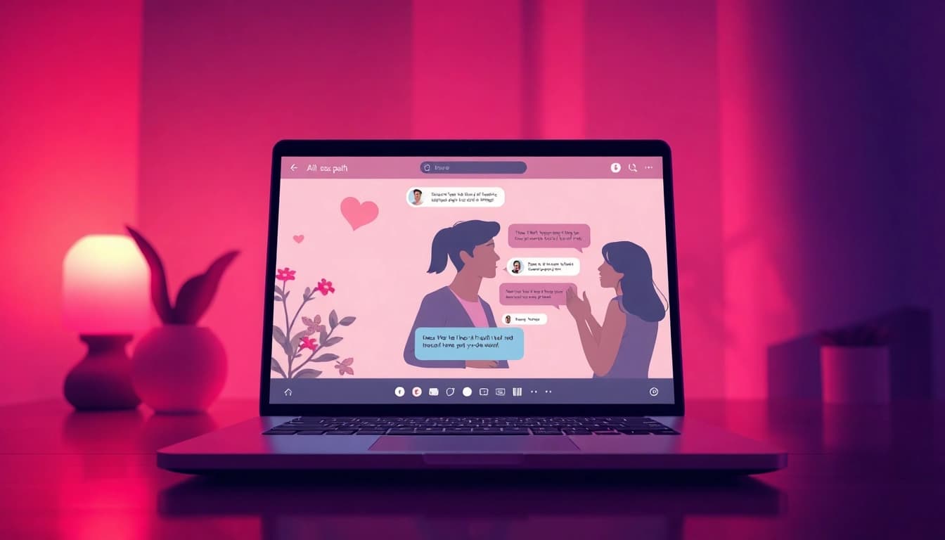 Engaging AI sex chat interface in a warm, inviting digital space.