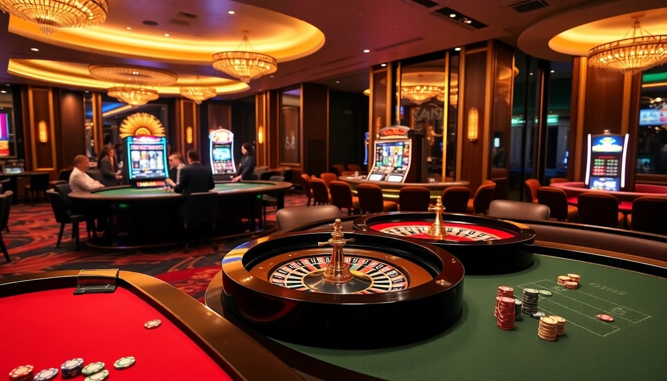 Players enjoying S8-themed casino games with vibrant chips and roulette wheel.
