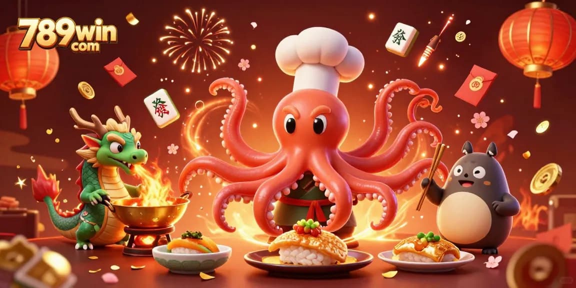 Experience fun casino adventures at 789win com with a magical octopus chef serving winning dishes!