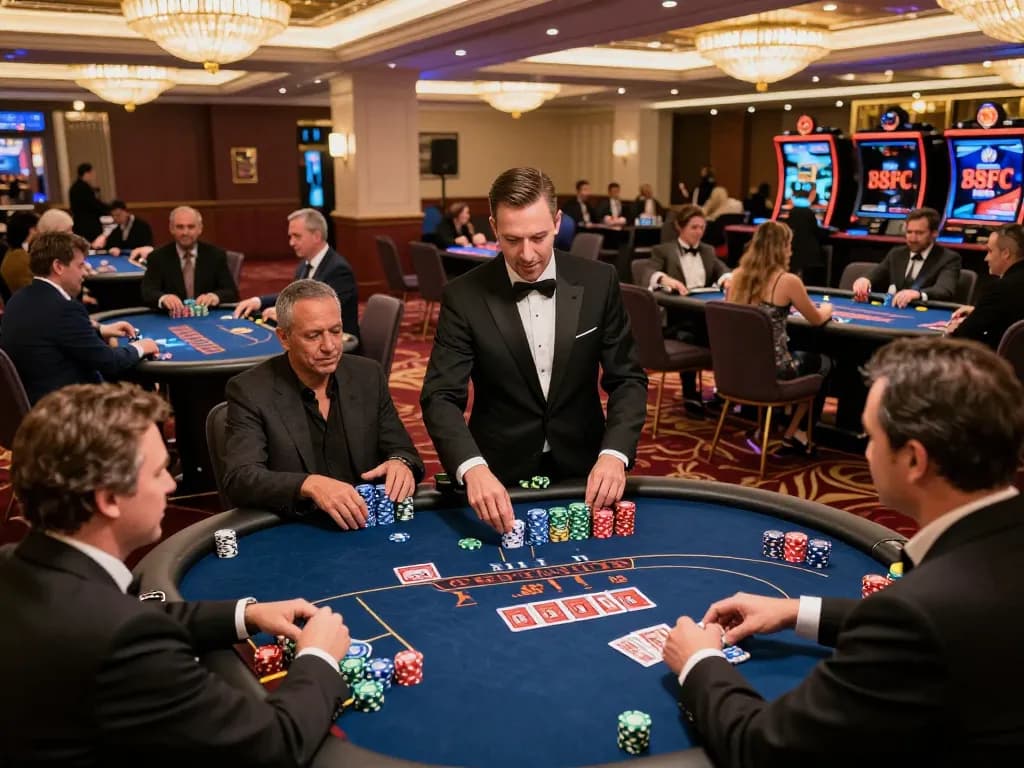 Experience vibrant gameplay at 88FC casino, showcasing poker tables and excited players