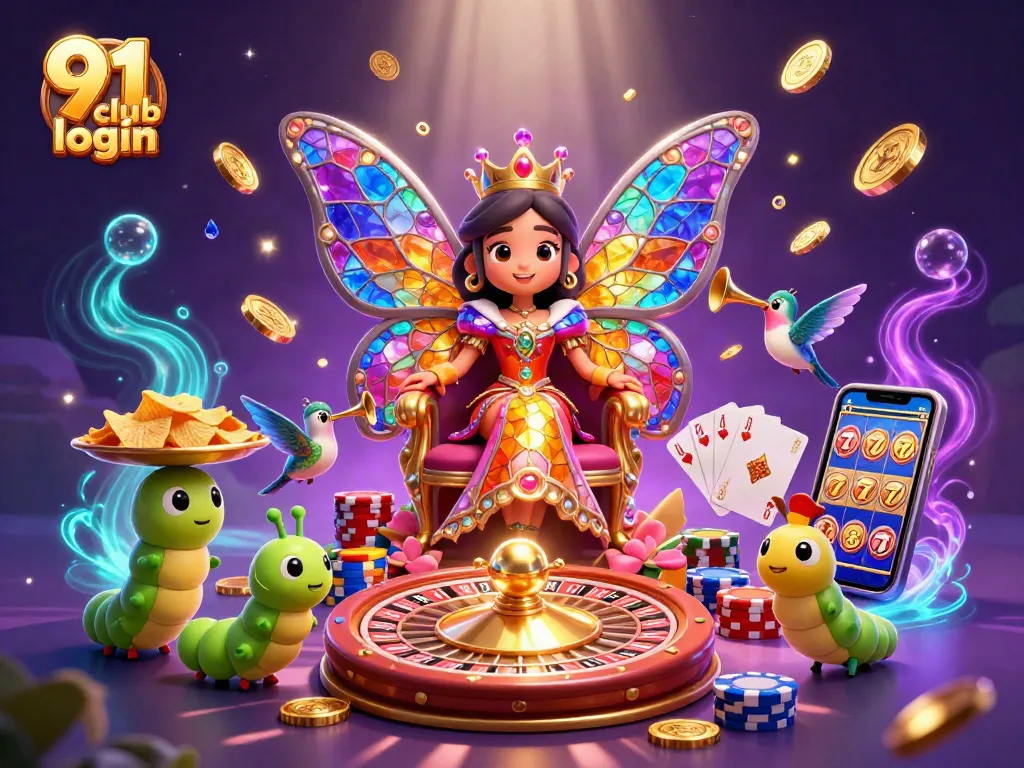 Engage with the thrilling 91 club login scene featuring a vibrant casino atmosphere, dynamic characters, and rich game elements.