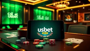 Experience luxury gaming at nhà cái usbet with vibrant roulette wheels and colorful betting chips.