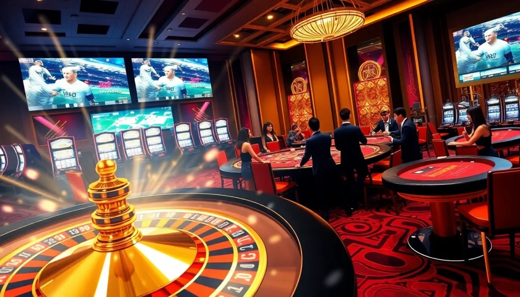 Players engaging in thrilling games at lc88 casino with vibrant atmosphere and dynamic betting.