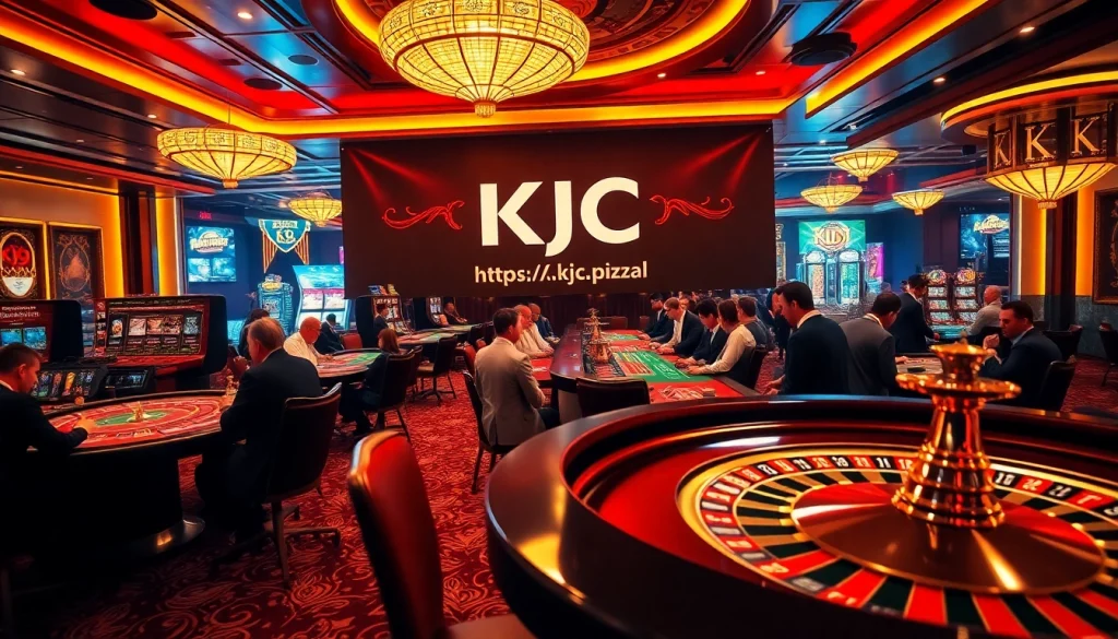 Excited players immersed in a casino scene featuring https://kjc.pizza/ with roulette and high-stake games.