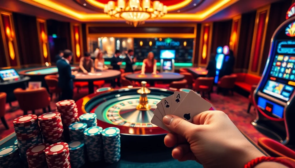 Players excitedly betting at a roulette table in a luxurious mmoo casino atmosphere.