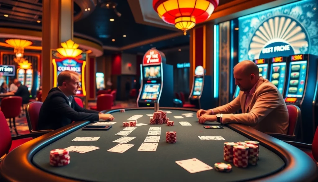 Players engage in poker at a luxurious table, highlighting 7mcn's connection to high-stakes gambling.