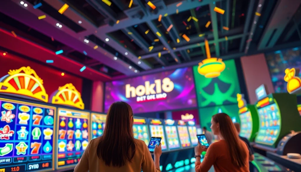 Exciting online gaming scene featuring hoki138 pro slot games with vibrant colors and dynamic visuals.