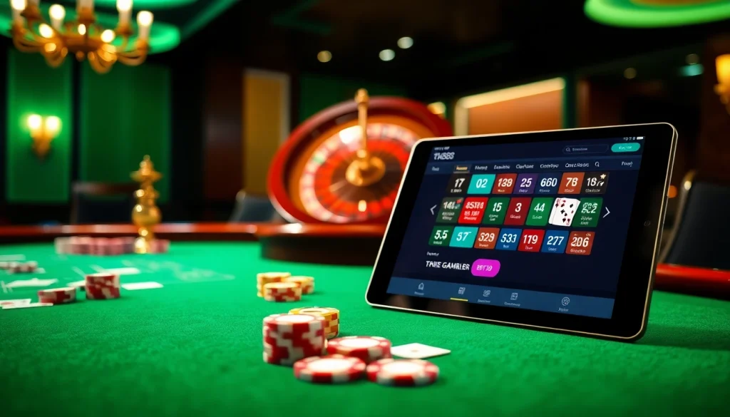 Experience thrilling gameplay at tk88 with vibrant poker chips and an elegant roulette setup.