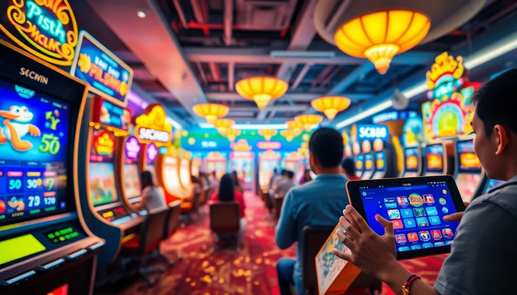 Exciting online gambling scene showcasing SC88.ad mobile app with engaging games and vibrant atmosphere