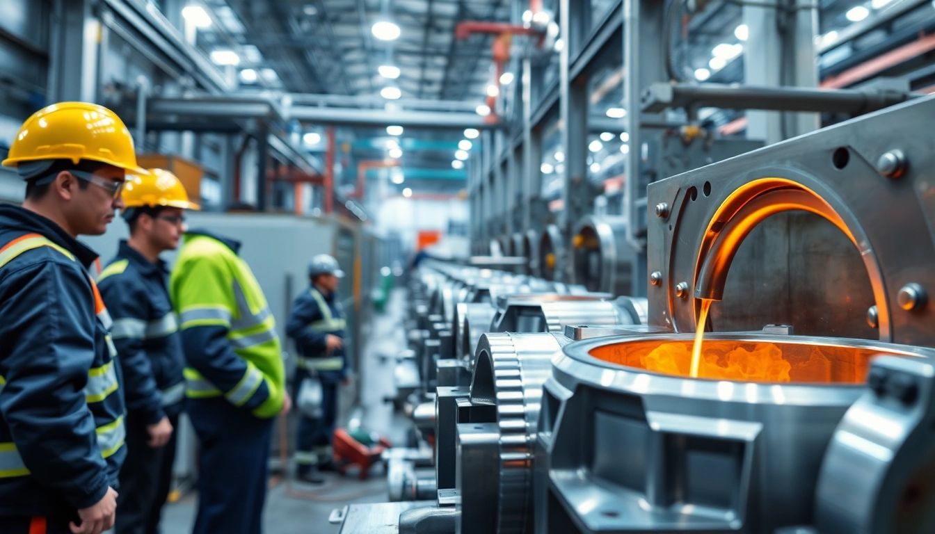 High pressure diecasting Malaysia scene showcasing skilled workers and advanced machinery.