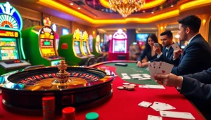 Players participating in a thrilling game at Hello88 casino, showcasing poker chips and roulette excitement.