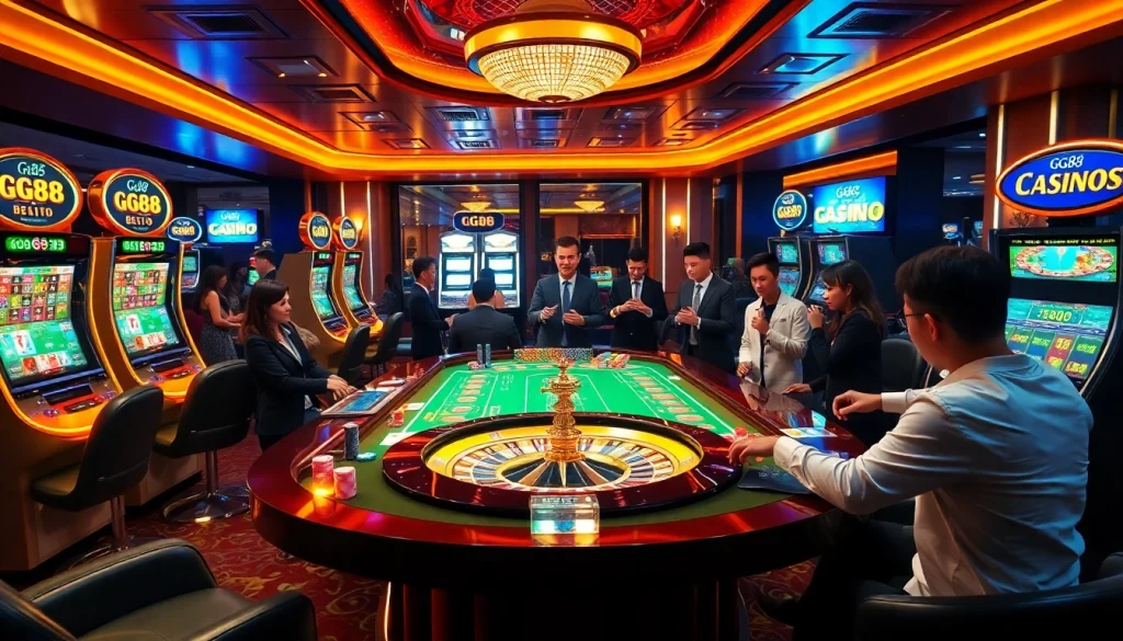 Engage with exciting games at GG88's online casino, featuring vibrant slots and gaming tables.