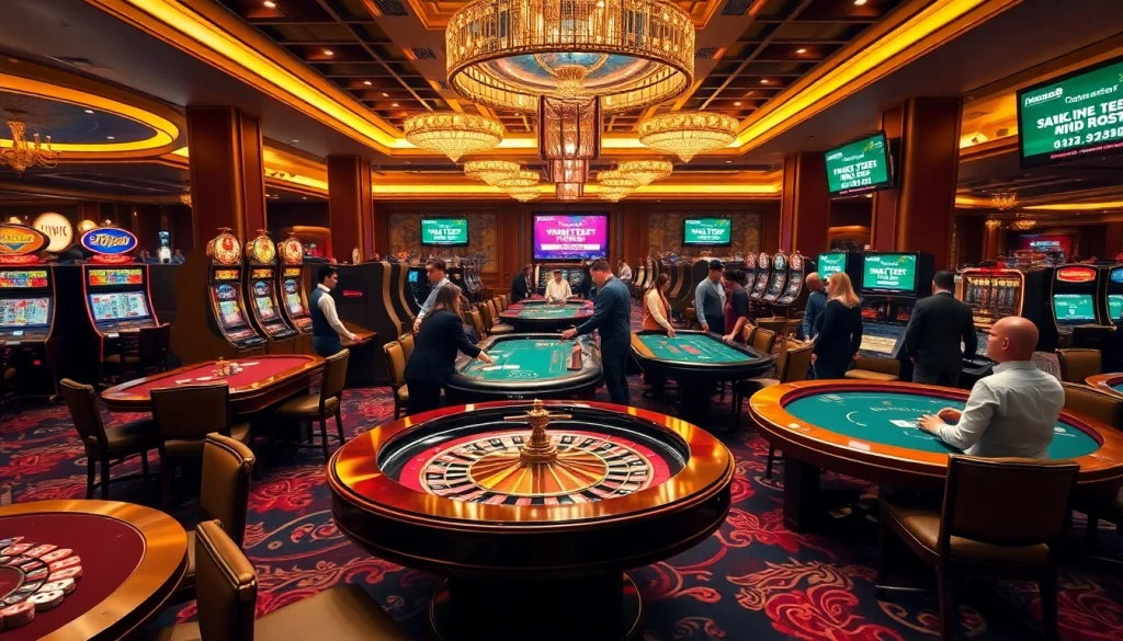 Players enjoying dynamic games and slot machines at https://vsbet3.net/ casino floor.