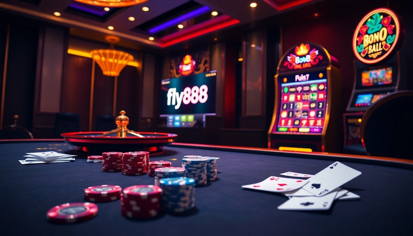Engage with the fly88 deal online casino experience featuring poker, roulette, and vibrant slots.