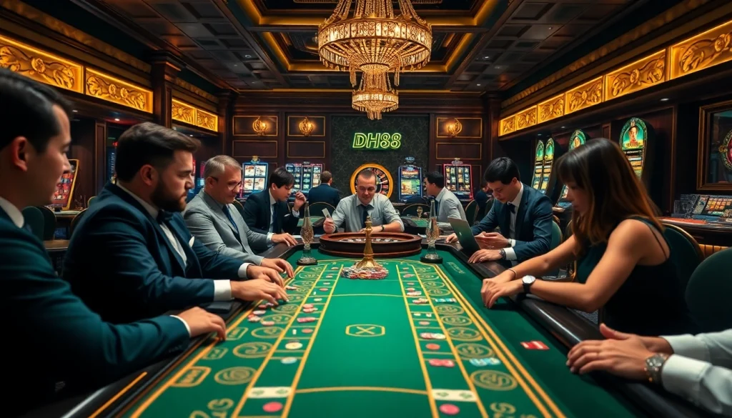 Dive into the thrilling world of DH88 gaming with vibrant casino tables and engaging players.