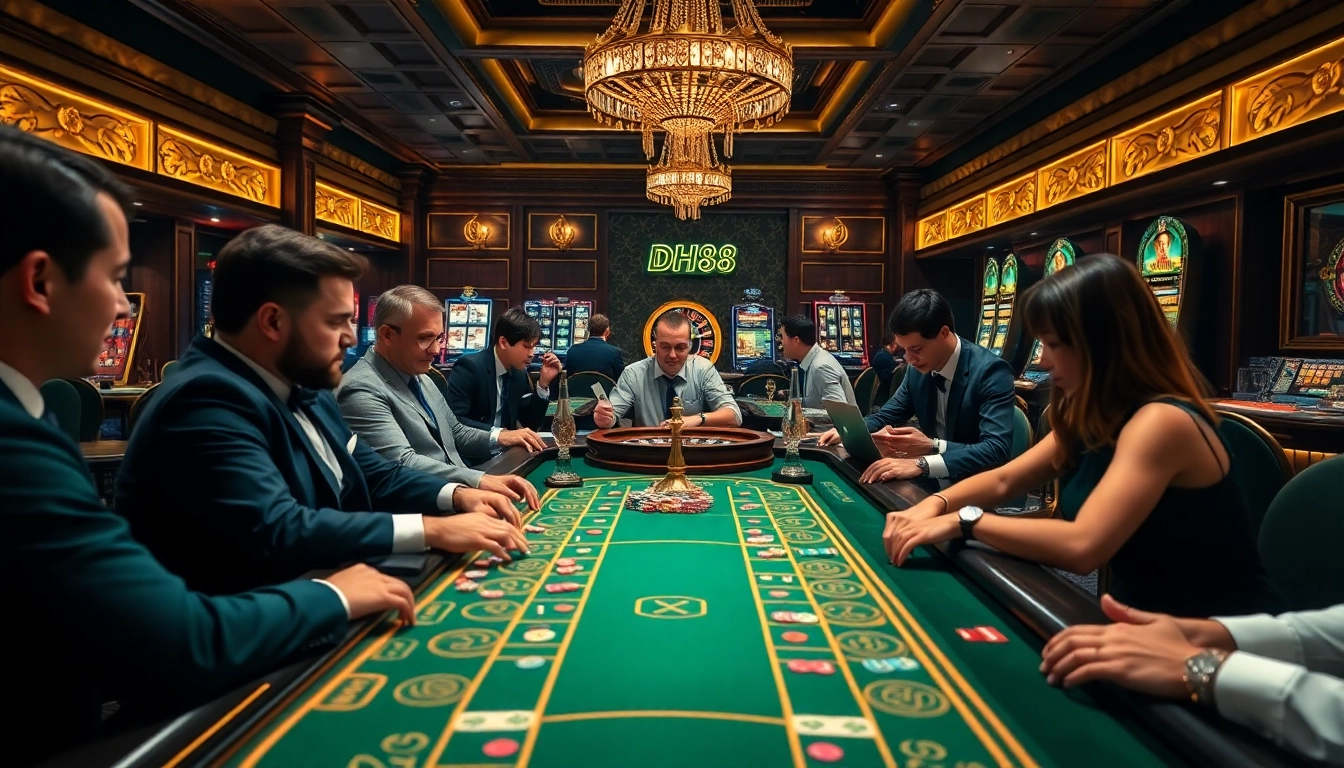 Dive into the thrilling world of DH88 gaming with vibrant casino tables and engaging players.