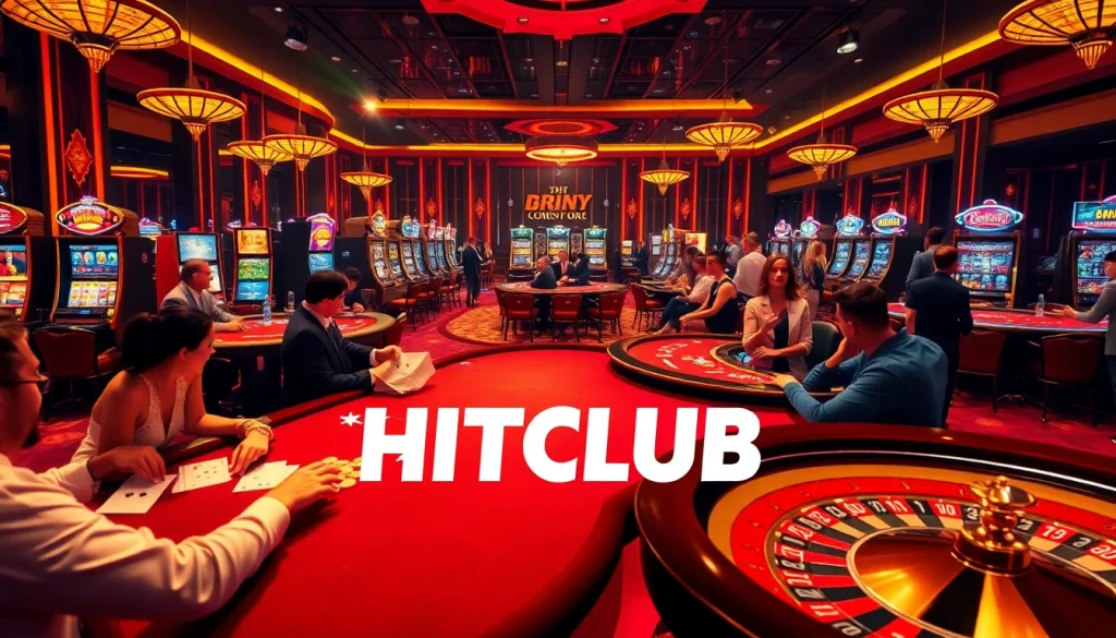 Players enjoying the thrill of gaming at HITCLUB casino, featuring vibrant tables and exciting action.