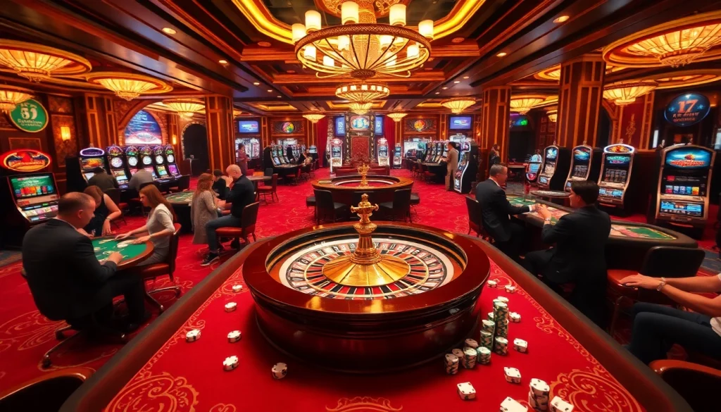 Players enjoying a luxurious game night at https://xin88.icu/, showcasing poker chips and a roulette wheel.