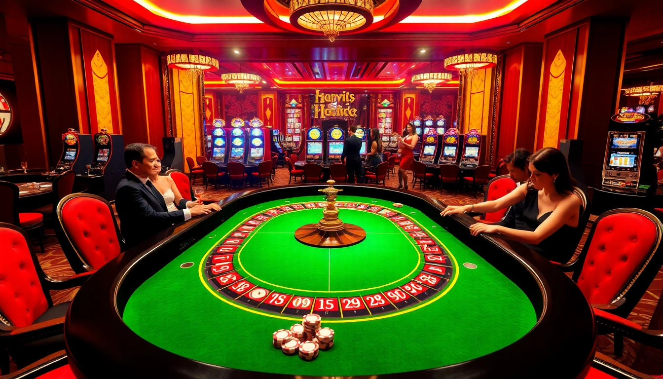 Experience the thrilling excitement of gambling at a 98WIN casino with luxurious tables and vibrant gameplay.
