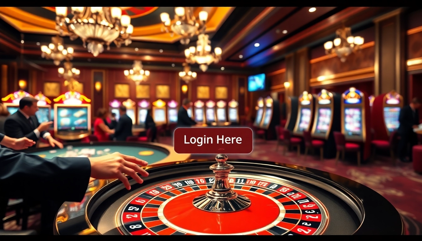 Exciting casino scene with players at roulette and an online interface for 33win đang nhập.