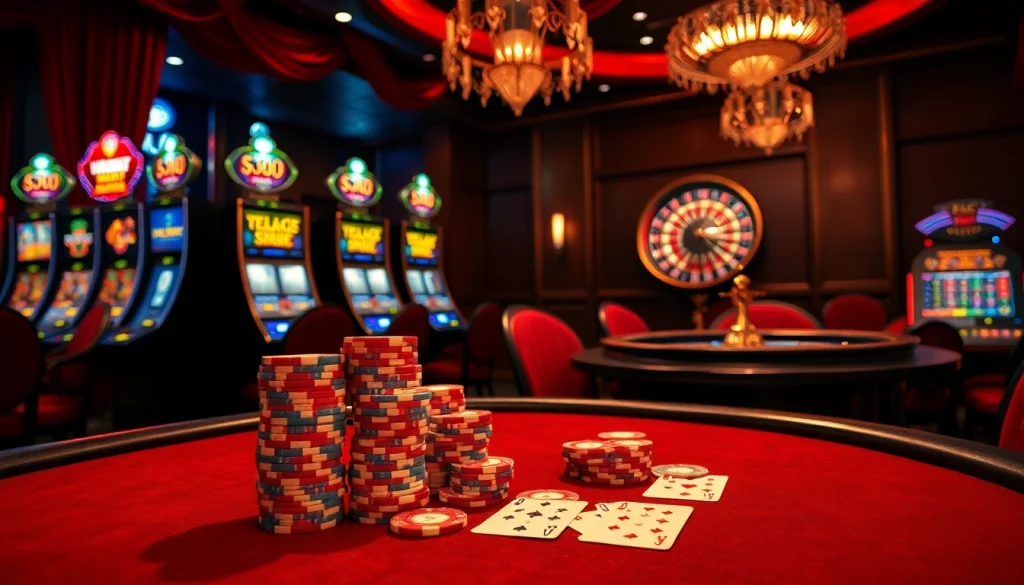 High-stakes poker table flaunting rich colors and chips, embodying MB66 gambling excitement.