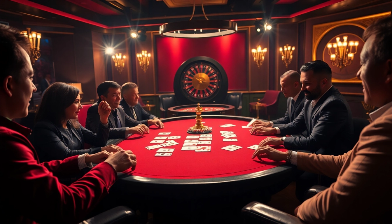 Players celebrate their wins at a thrilling poker table in a luxurious casino atmosphere, iwins in action.