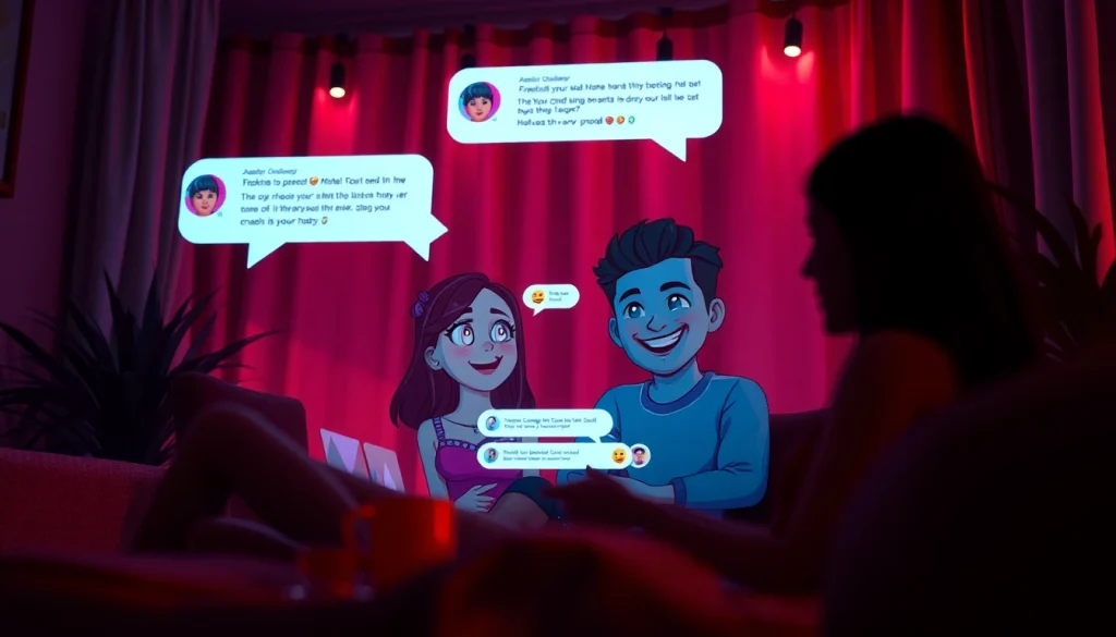 Engaging scene of adults in sexchat environment with animated characters.