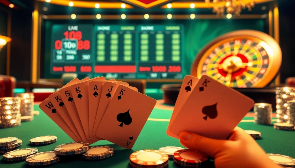 Experience thrilling gameplay at Hi88 with vibrant casino tables, poker chips, and roulette excitement.