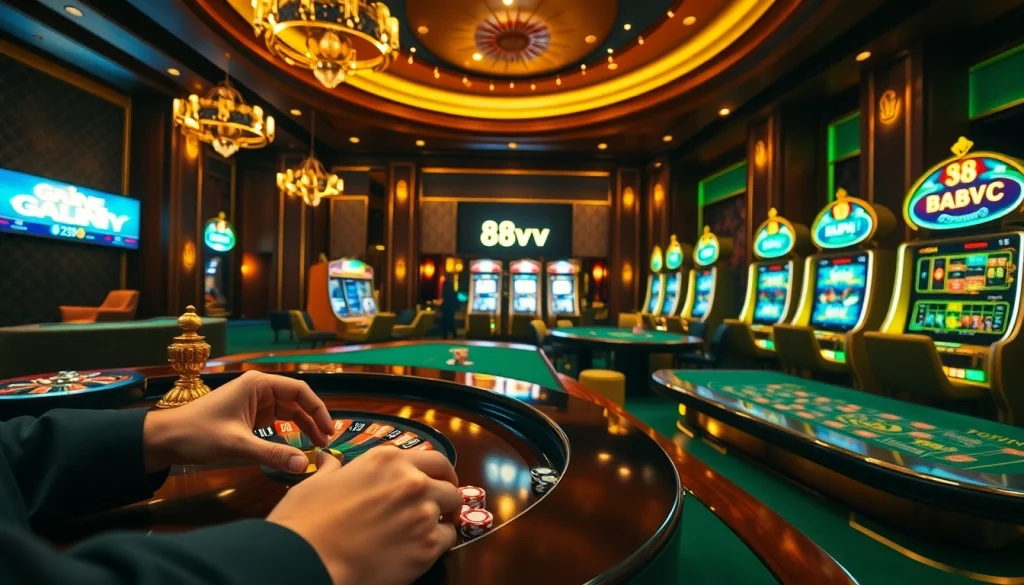 Experience 88vv's thrilling gameplay with high-stakes poker action at a vibrant casino table.