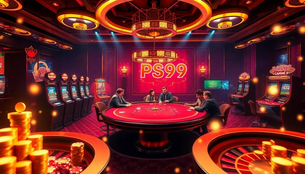 Experience the thrill of vào PS99 at a luxurious casino table amidst glimmering slots and roulette wheels.