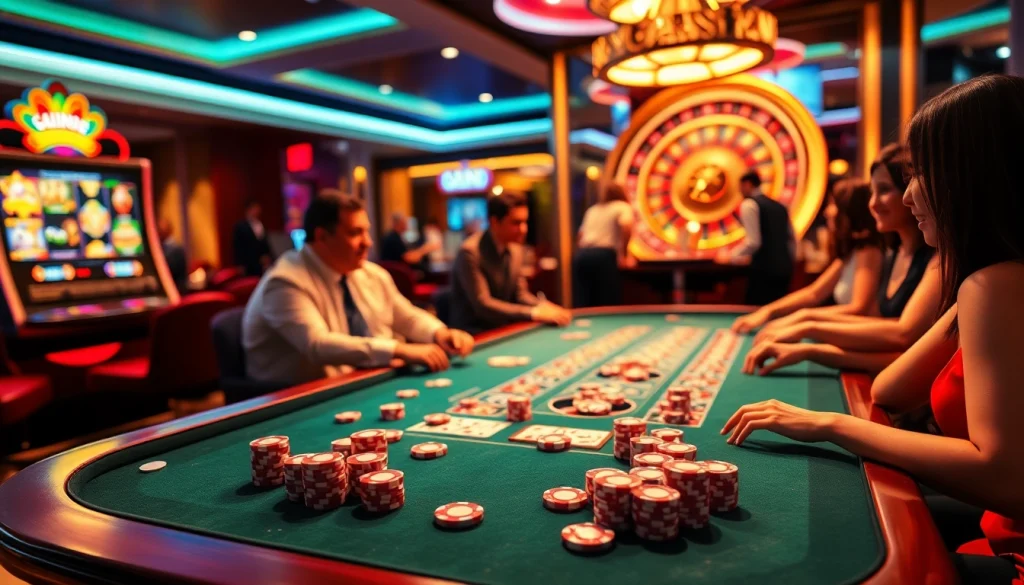 Players enjoying diverse casino games at 66slots8 com, showcasing excitement and luxury.