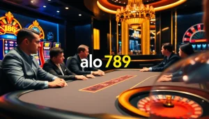 Alo 789 casino players engaged in a thrilling game at an elegant poker table.