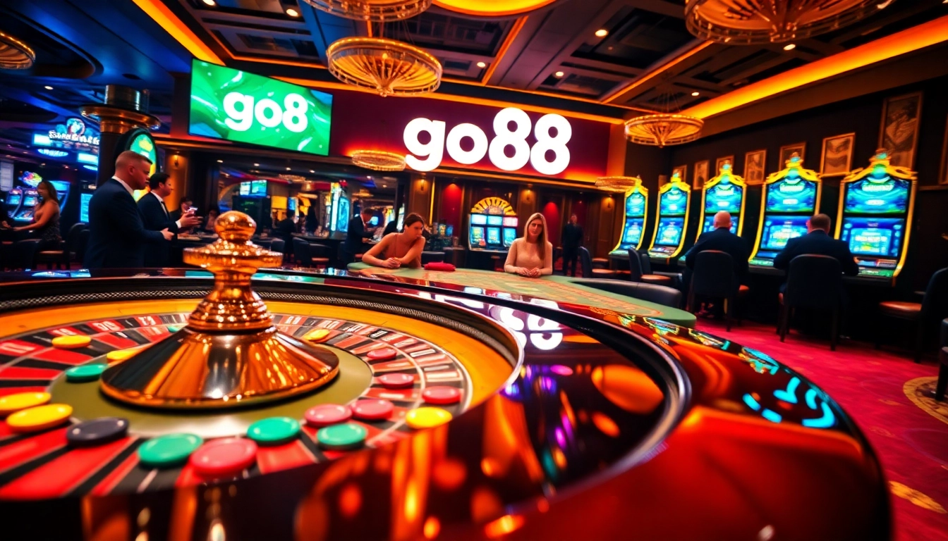 Experience the excitement of gambling at go88 with vibrant casino games and elegant players.