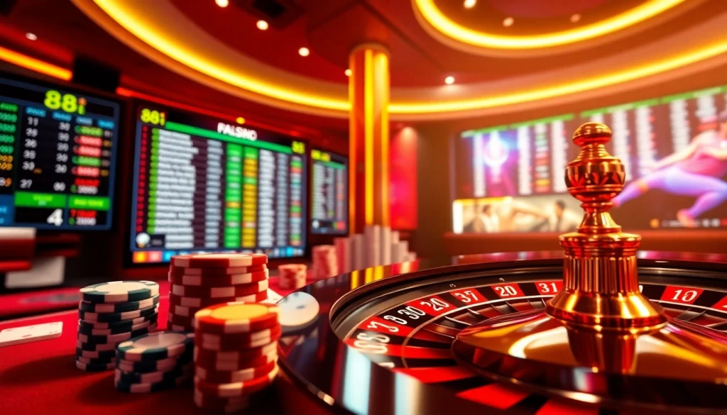 Experience the excitement of online gambling at 88i with vibrant casino elements and sports betting visuals.
