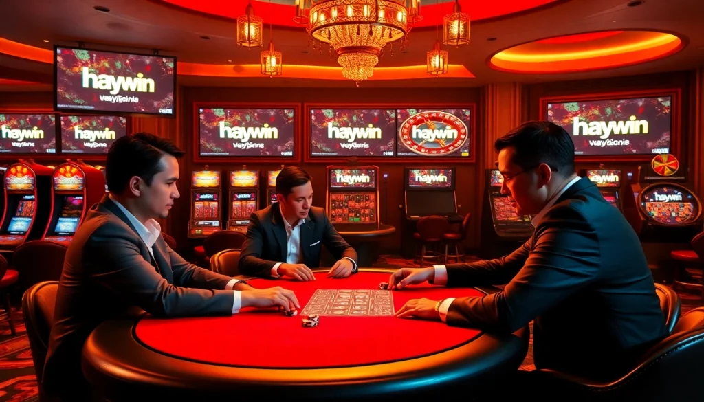 Engaging scene of high-stakes poker at hay.win casino, showcasing players in an exciting atmosphere.