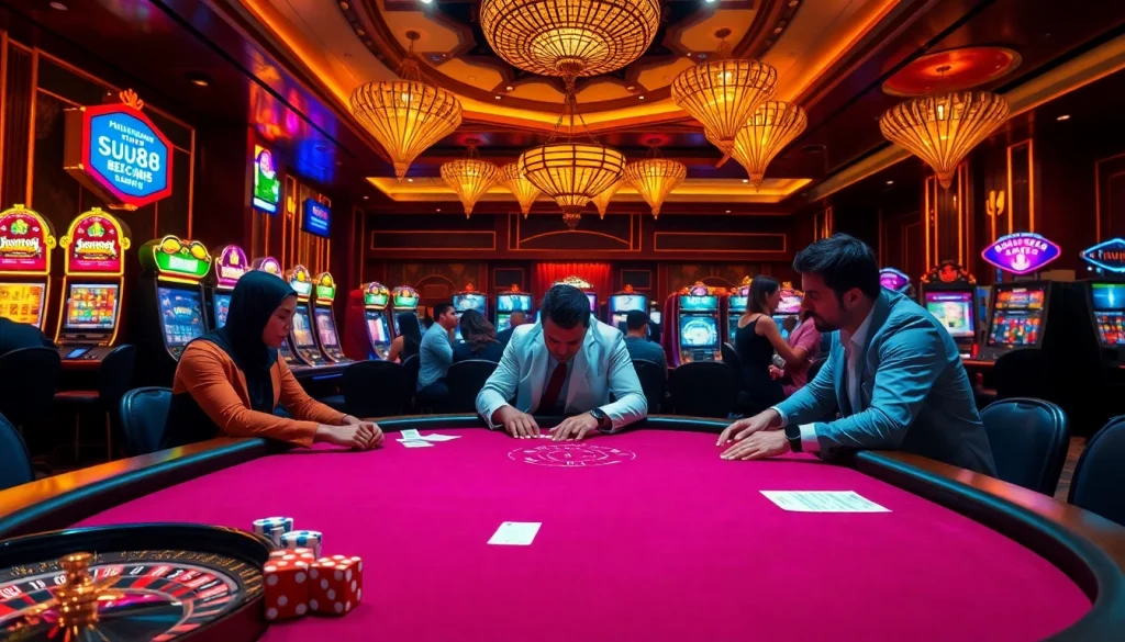 Engaging gameplay at siu88 casino featuring poker tables and vibrant casino elements.