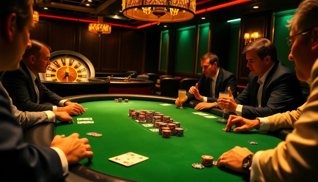 B52-themed poker table showcasing high-stakes gambling with luxurious chips and cards.
