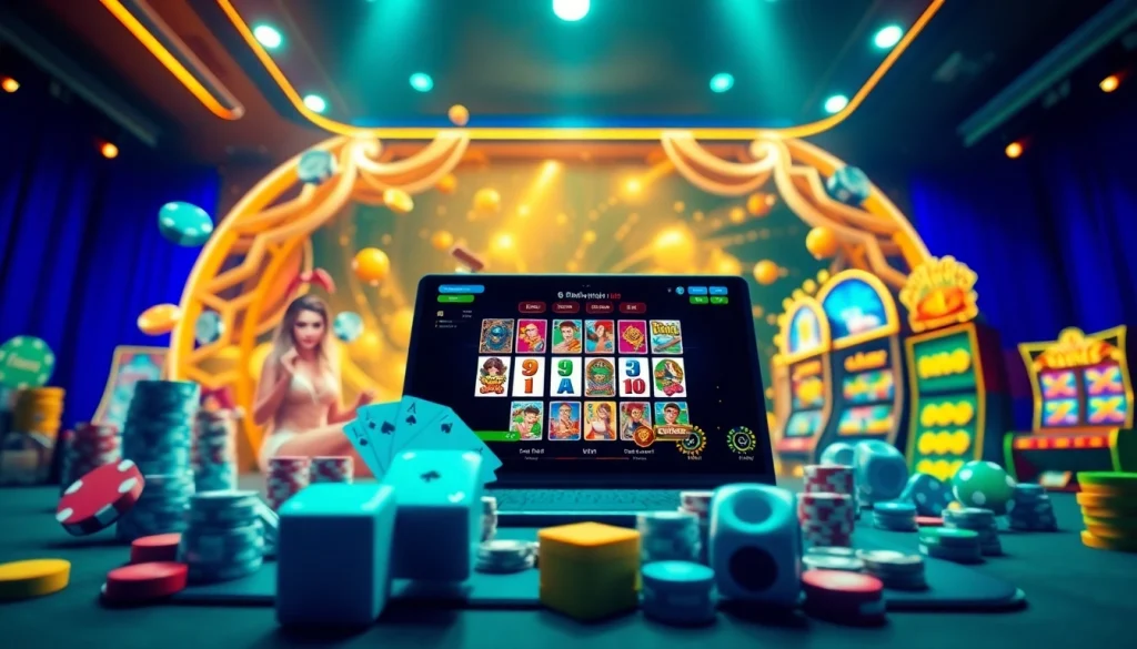 Engaging online gambling scene at tk88win.live with vibrant colors and digital gaming interface.