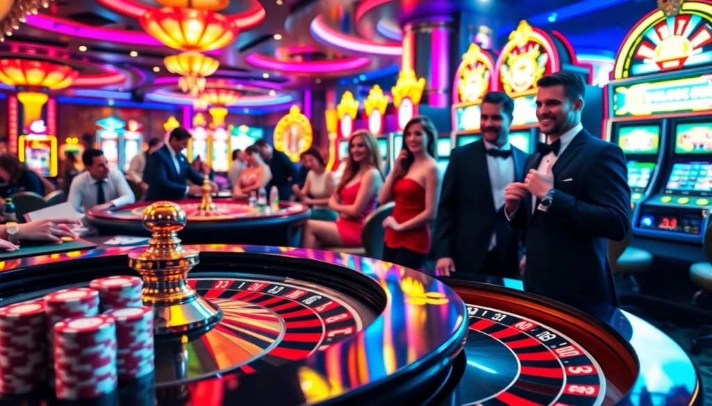 Experience the excitement of FEBET com with vibrant roulette, poker chips, and lively casino action.
