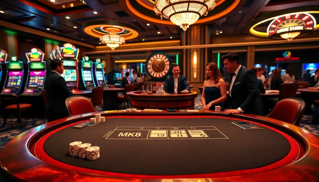 Dynamic casino scene featuring MK8.COM interface with engaging gameplay and luxury elements.