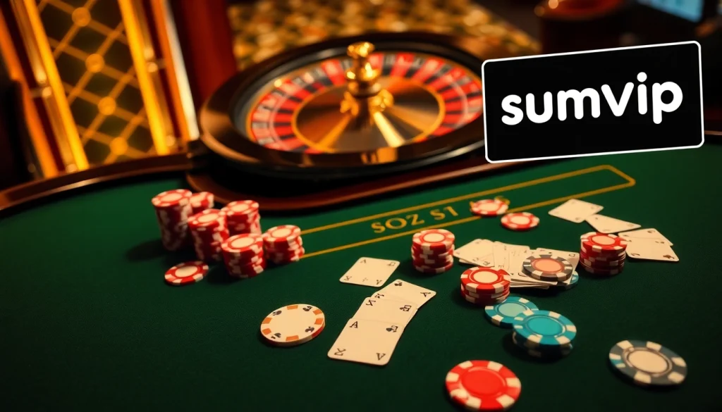 Experience the thrills of sumvip com at an exciting casino poker table with vibrant chips.