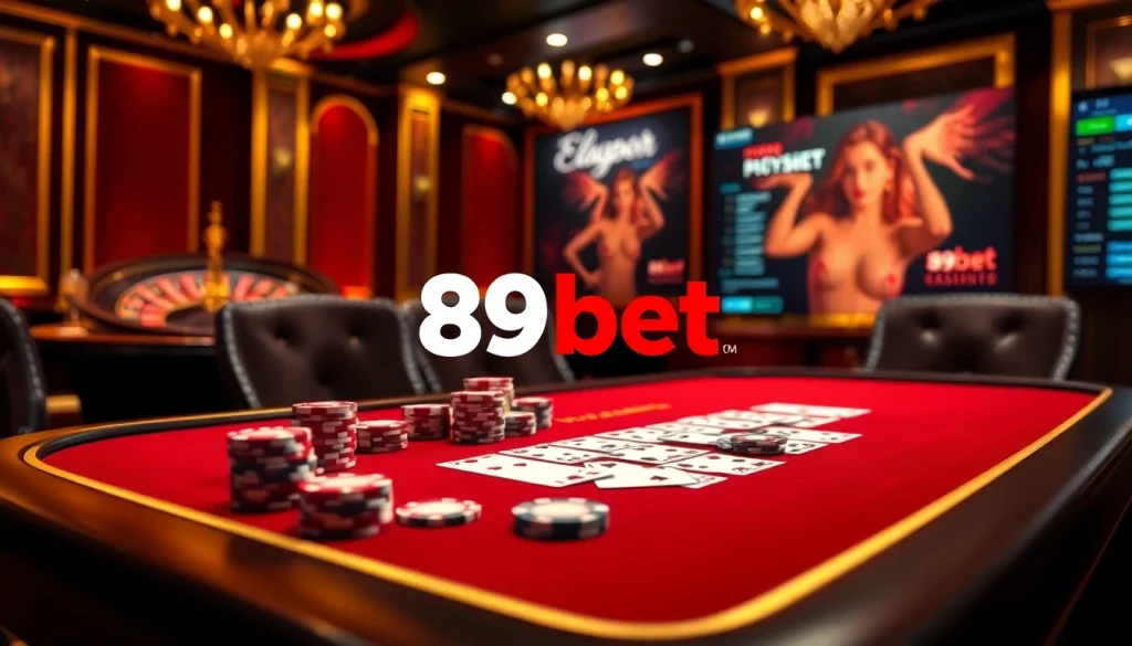 Enjoying a thrilling game at 89bet poker table, showcasing vibrant atmosphere and excitement.
