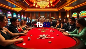 Players enjoying a thrilling game at Fb88 casino with vibrant tables and slots.