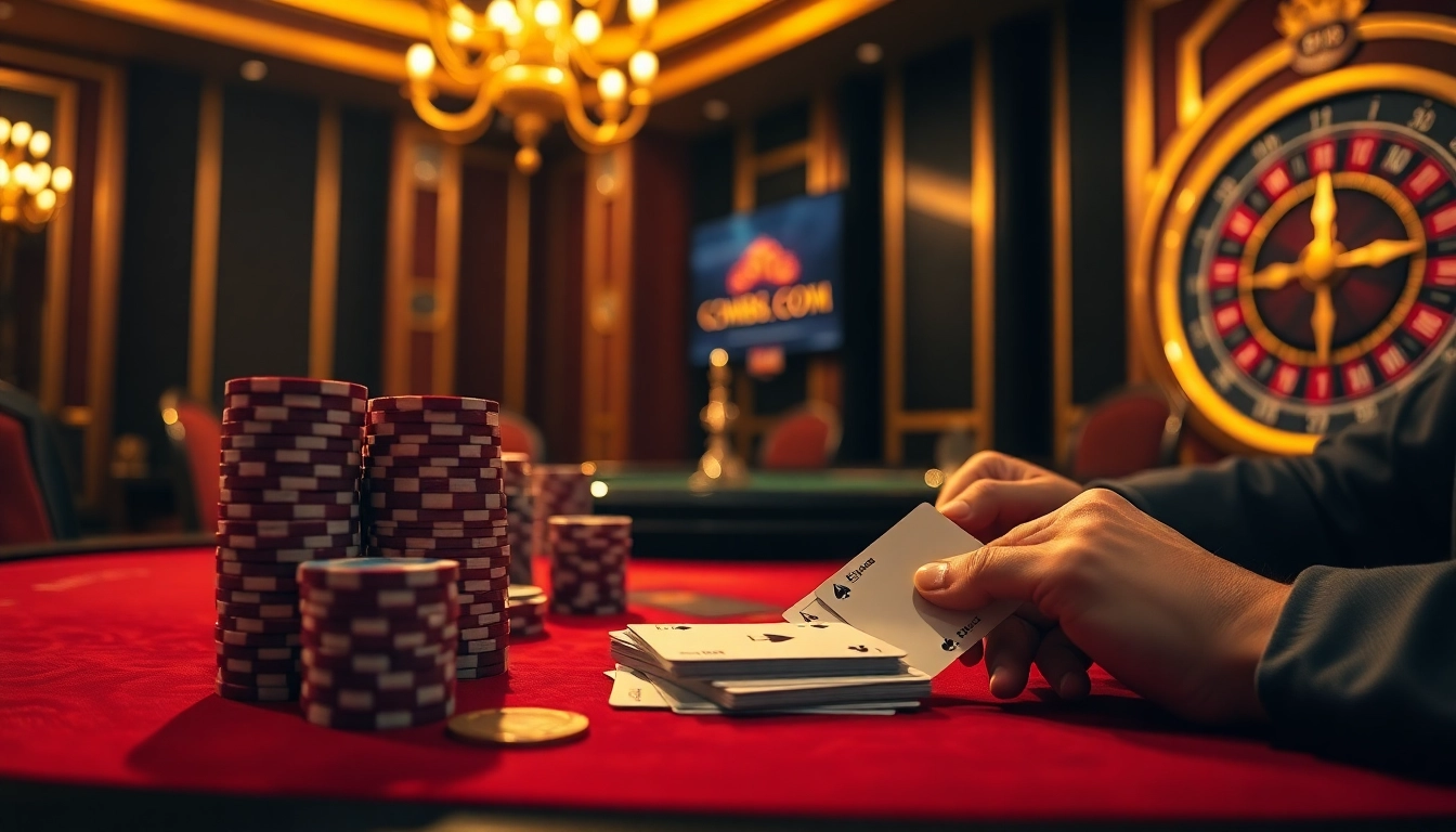 Engaging gamblers at cm88.com with a luxurious casino experience featuring poker and betting.