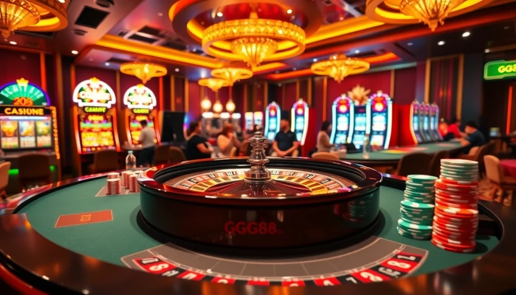 Experience thrilling gameplay at https://gg88.black/ with luxurious casino gaming elements featuring poker chips and roulette.
