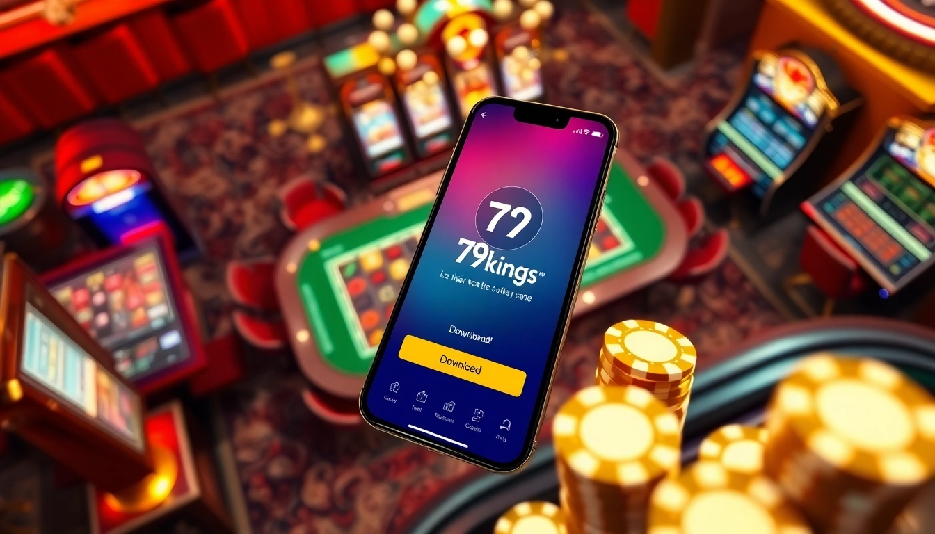 Tải app 79king on a vibrant casino interface showcasing excitement and luxury in gambling.