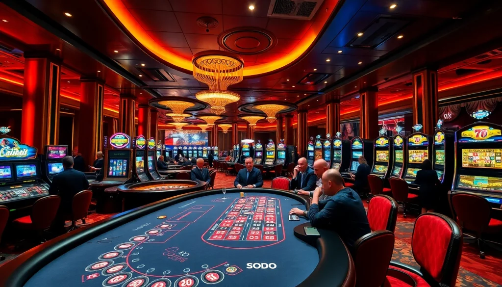 SODO casino scene with players at a poker table enjoying an exciting betting experience.